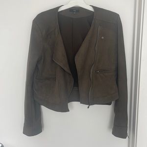 Cropped Suede Zip Up Jacket